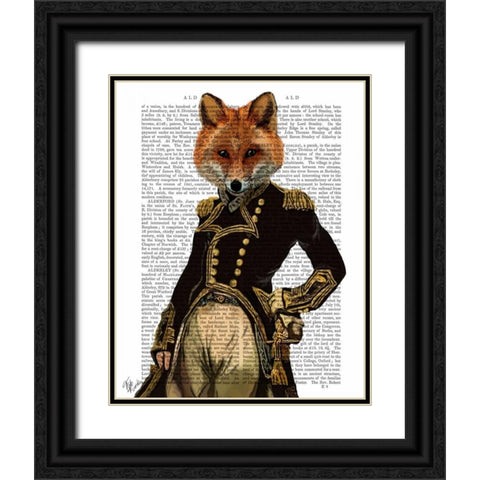 Admiral Fox Full Black Ornate Wood Framed Art Print with Double Matting by Fab Funky