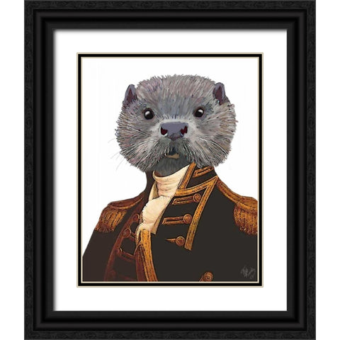 Captain Otter Black Ornate Wood Framed Art Print with Double Matting by Fab Funky