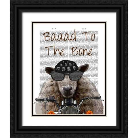 Baaad To the Bone Black Ornate Wood Framed Art Print with Double Matting by Fab Funky