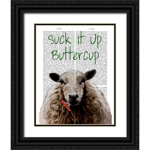 Suck It Up Buttercup Black Ornate Wood Framed Art Print with Double Matting by Fab Funky