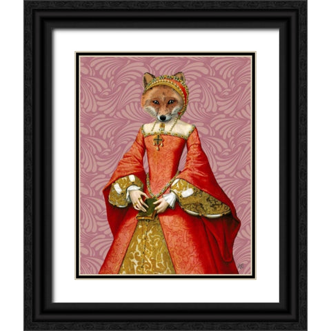 Fox Queen Black Ornate Wood Framed Art Print with Double Matting by Fab Funky