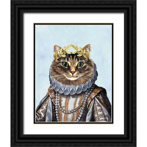 Cat Queen Black Ornate Wood Framed Art Print with Double Matting by Fab Funky