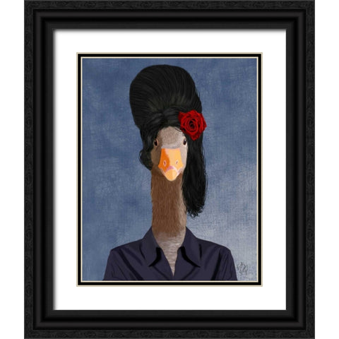 Amy Winehouse Goose Black Ornate Wood Framed Art Print with Double Matting by Fab Funky