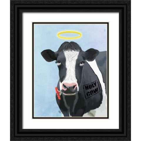 Holy Cow Black Ornate Wood Framed Art Print with Double Matting by Fab Funky