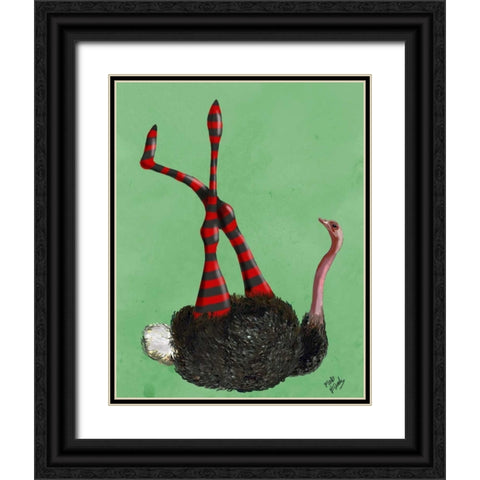Ostrich Striped Leggings Black Ornate Wood Framed Art Print with Double Matting by Fab Funky