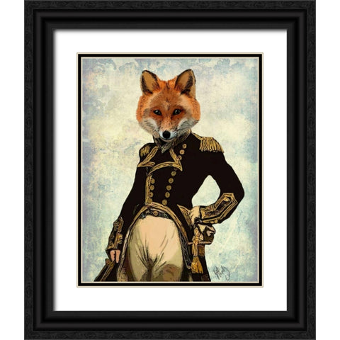 Admiral Fox Full Black Ornate Wood Framed Art Print with Double Matting by Fab Funky
