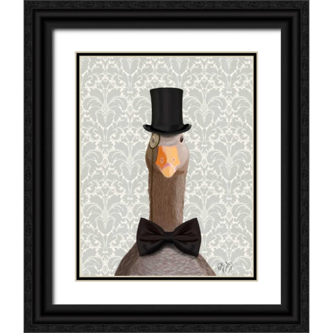 Distinguished Goose Black Ornate Wood Framed Art Print with Double Matting by Fab Funky