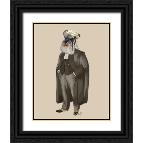 Schnauzer Lawyer Black Ornate Wood Framed Art Print with Double Matting by Fab Funky