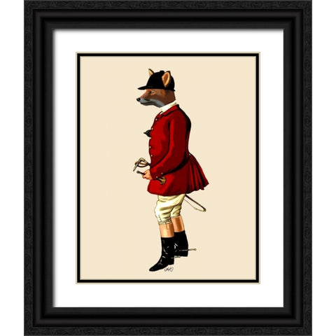 Fox Hunter 1 Black Ornate Wood Framed Art Print with Double Matting by Fab Funky