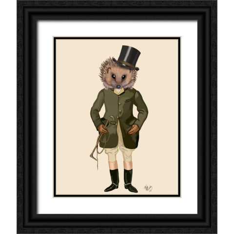 Hedgehog Rider Full Black Ornate Wood Framed Art Print with Double Matting by Fab Funky