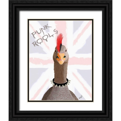 Punk Rock Goose Black Ornate Wood Framed Art Print with Double Matting by Fab Funky