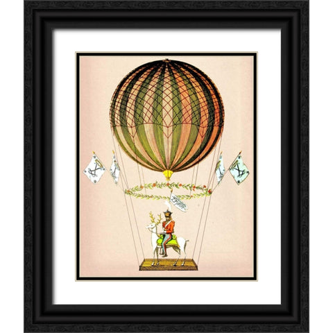 Hot Air Balloon Zephire Black Ornate Wood Framed Art Print with Double Matting by Fab Funky