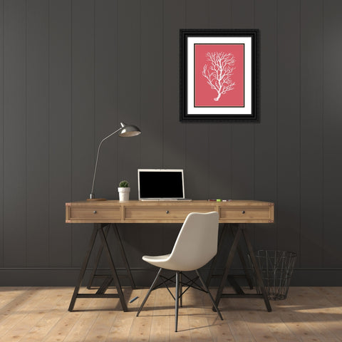 Corals White on Coral b Black Ornate Wood Framed Art Print with Double Matting by Fab Funky