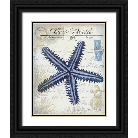 Seaside Postcard Cream a Black Ornate Wood Framed Art Print with Double Matting by Fab Funky