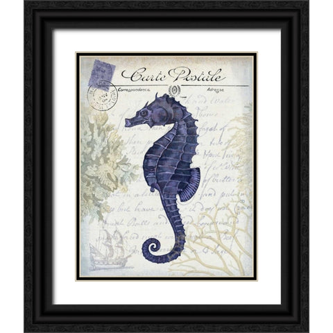 Seaside Postcard Cream b Black Ornate Wood Framed Art Print with Double Matting by Fab Funky