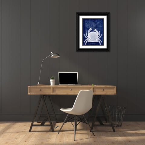 Crab Prohibition Crab On Blue Black Ornate Wood Framed Art Print with Double Matting by Fab Funky