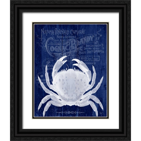 Crab Prohibition Crab On Blue Black Ornate Wood Framed Art Print with Double Matting by Fab Funky