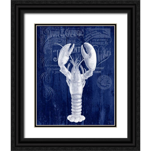 Lobster Prohibition Lobster On Blue Black Ornate Wood Framed Art Print with Double Matting by Fab Funky