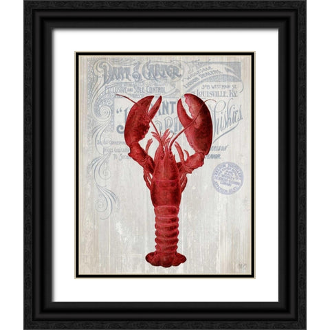 Lobster Prohibition Lobster On White Black Ornate Wood Framed Art Print with Double Matting by Fab Funky