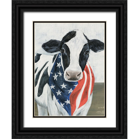 American Cow II Black Ornate Wood Framed Art Print with Double Matting by Warren, Annie