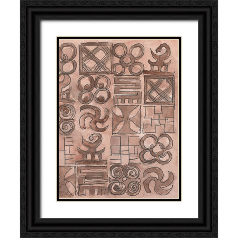 Adinkra Inspiration II Black Ornate Wood Framed Art Print with Double Matting by Dixon, Samuel