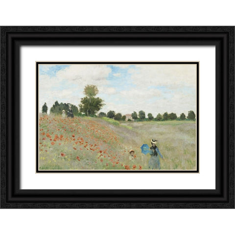 The Poppy Field near Argenteuil Black Ornate Wood Framed Art Print with Double Matting by Monet, Claude