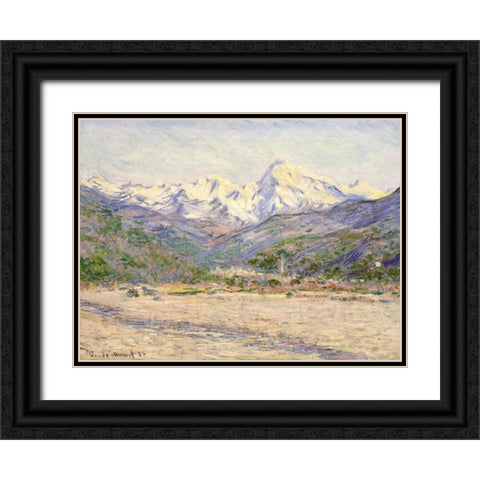 The Valley of the Nervia Black Ornate Wood Framed Art Print with Double Matting by Monet, Claude