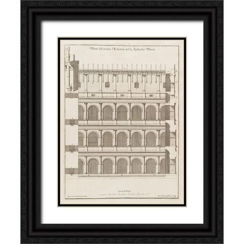 Antiquities of Pola, Ancient Blueprints V Black Ornate Wood Framed Art Print with Double Matting by Unknown
