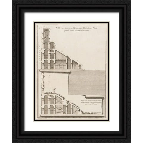 Antiquities of Pola, Ancient Blueprints VI Black Ornate Wood Framed Art Print with Double Matting by Unknown