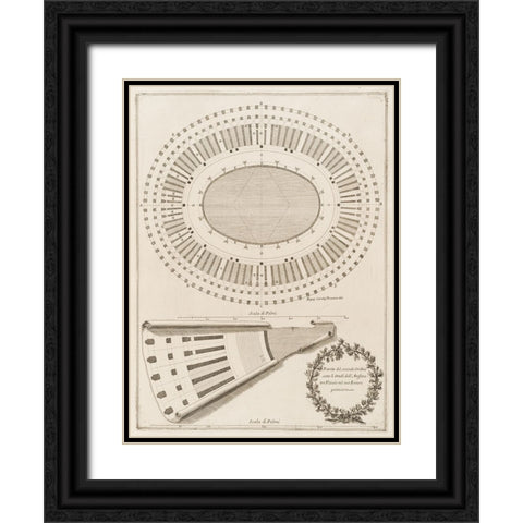 Antiquities of Pola, Ancient Blueprints VII Black Ornate Wood Framed Art Print with Double Matting by Unknown