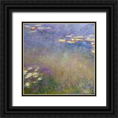 Monet Water Lilies I Black Ornate Wood Framed Art Print with Double Matting by Monet, Claude