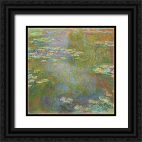 Monet Water Lilies IV Black Ornate Wood Framed Art Print with Double Matting by Monet, Claude