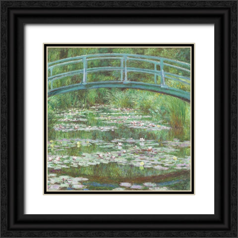 Monet Japanese Bridge I Black Ornate Wood Framed Art Print with Double Matting by Monet, Claude