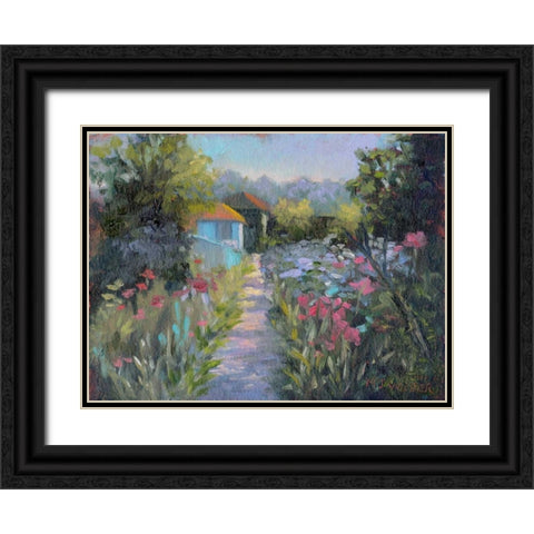 Monets Garden V Black Ornate Wood Framed Art Print with Double Matting by Weber, Mary Jean