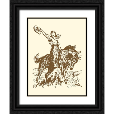 Small Cowgirl Black Ornate Wood Framed Art Print with Double Matting by Vision Studio