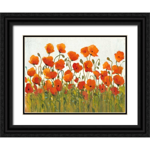 Rows of Poppies I Black Ornate Wood Framed Art Print with Double Matting by OToole, Tim