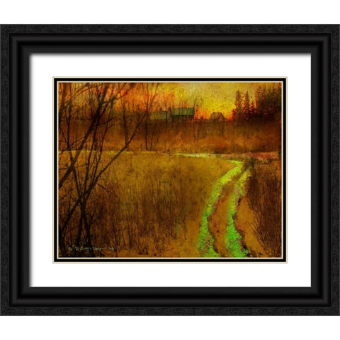 Woodblock Stream II Black Ornate Wood Framed Art Print with Double Matting by Vest, Chris