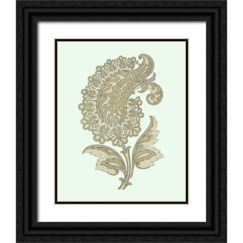 Celadon Floral Motif II Black Ornate Wood Framed Art Print with Double Matting by Vision Studio