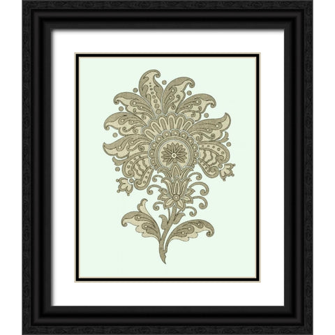 Celadon Floral Motif III Black Ornate Wood Framed Art Print with Double Matting by Vision Studio