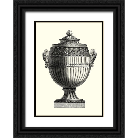 Mini BW Empire Urn II - ZHC Black Ornate Wood Framed Art Print with Double Matting by Vision Studio