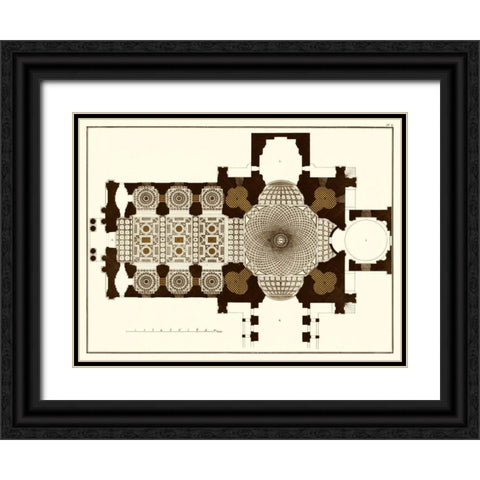 French Marquetry II Black Ornate Wood Framed Art Print with Double Matting by Vision Studio