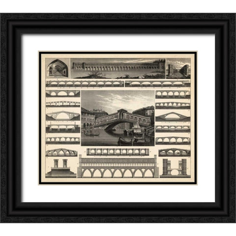 Antique City Plan II Black Ornate Wood Framed Art Print with Double Matting by Vision Studio