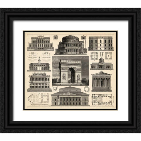 Antique City Plan IV Black Ornate Wood Framed Art Print with Double Matting by Vision Studio