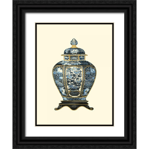 Blue Porcelain Vase I Black Ornate Wood Framed Art Print with Double Matting by Vision Studio