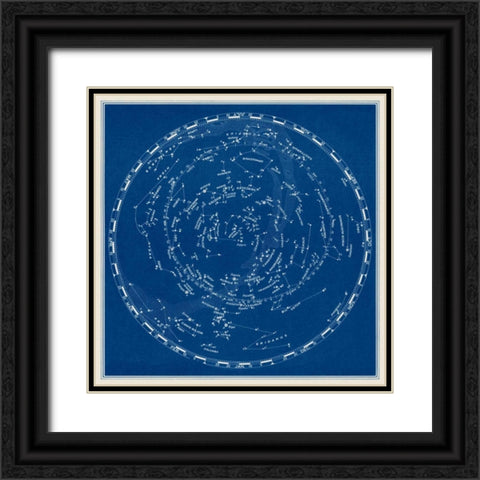 Stars and Constellations Chart Black Ornate Wood Framed Art Print with Double Matting by Vision Studio