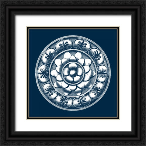 Classic Medallion on Navy II Black Ornate Wood Framed Art Print with Double Matting by Vision Studio