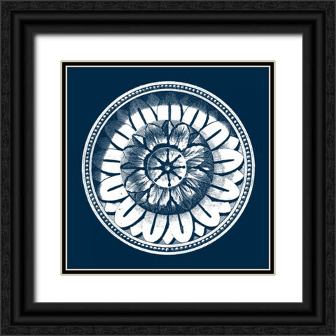 Classic Medallion on Navy IV Black Ornate Wood Framed Art Print with Double Matting by Vision Studio