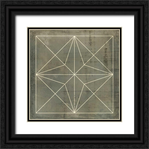 Geometric Blueprint I Black Ornate Wood Framed Art Print with Double Matting by Vision Studio