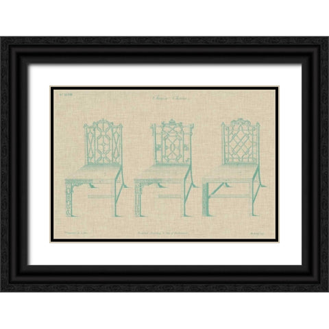Chinese Chippendale Chairs II Black Ornate Wood Framed Art Print with Double Matting by Vision Studio