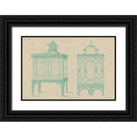 Chinese Chippendale Cabinet I Black Ornate Wood Framed Art Print with Double Matting by Vision Studio